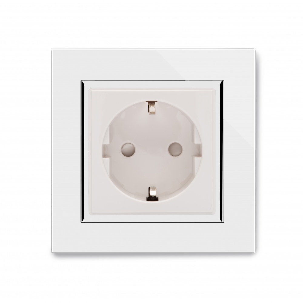Crystal CT 16A Single Schuko Plug Socket White RetroTouch Designer
